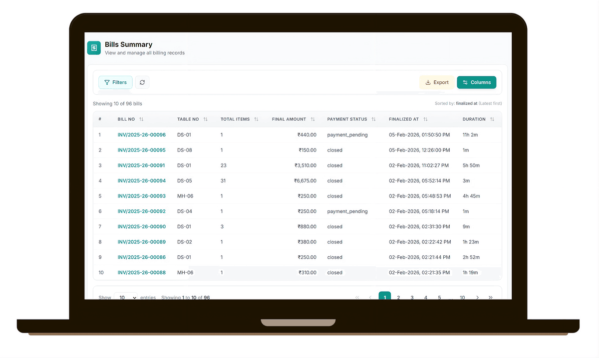 Bill History & Export - Image 1