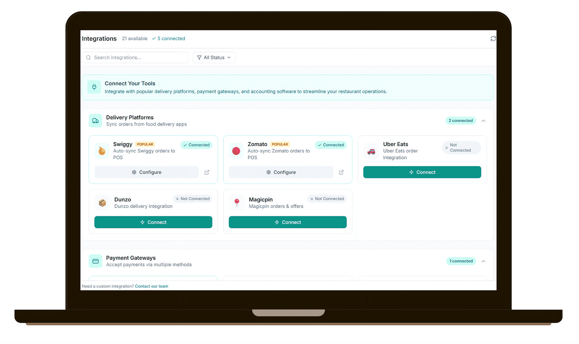 Integrations Screenshot